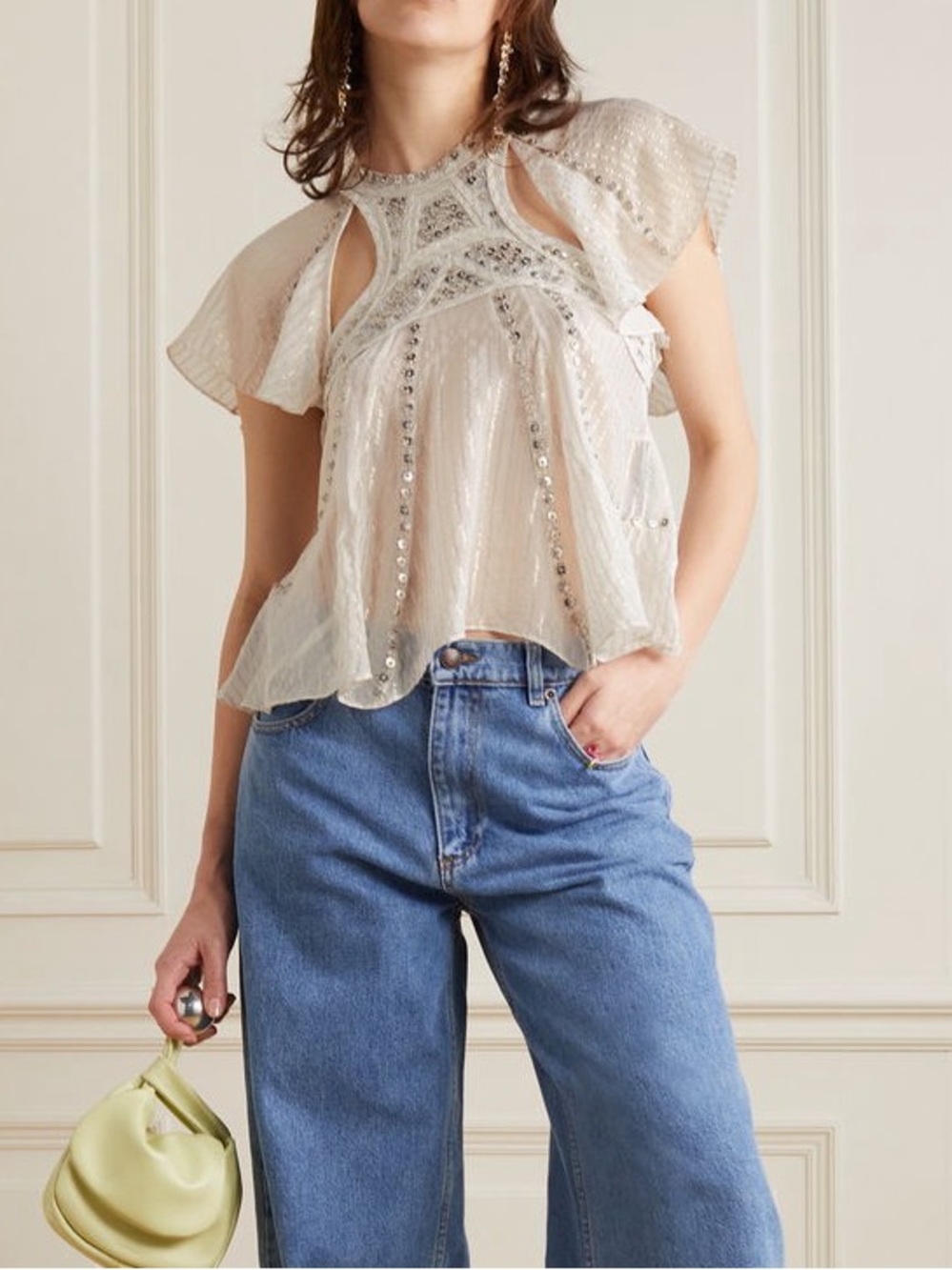 Isabel Marant Orna embroidered cutout silk chiffon top - Picture 12 of 12